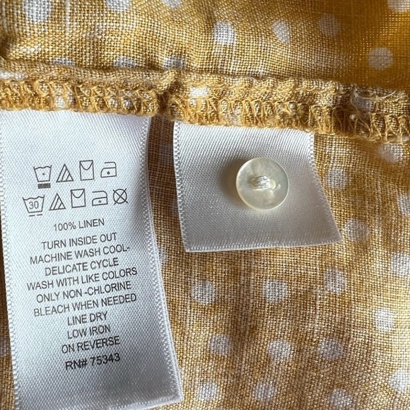 Rachel Zoe | Linen | Yellow + White Polka Dot Button Top | EUC Like New - Picture 10 of 10